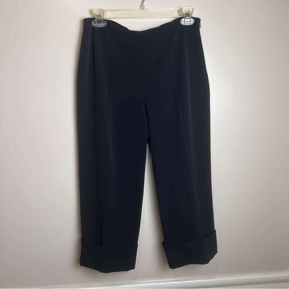 Virtue Sophisticated Black Cropped Women's Pants Cuffed Stretch EUC